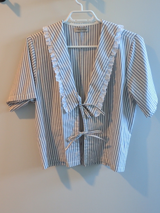 A Bronze Age Tops - A Bronze Age Striped Tie-Front Top